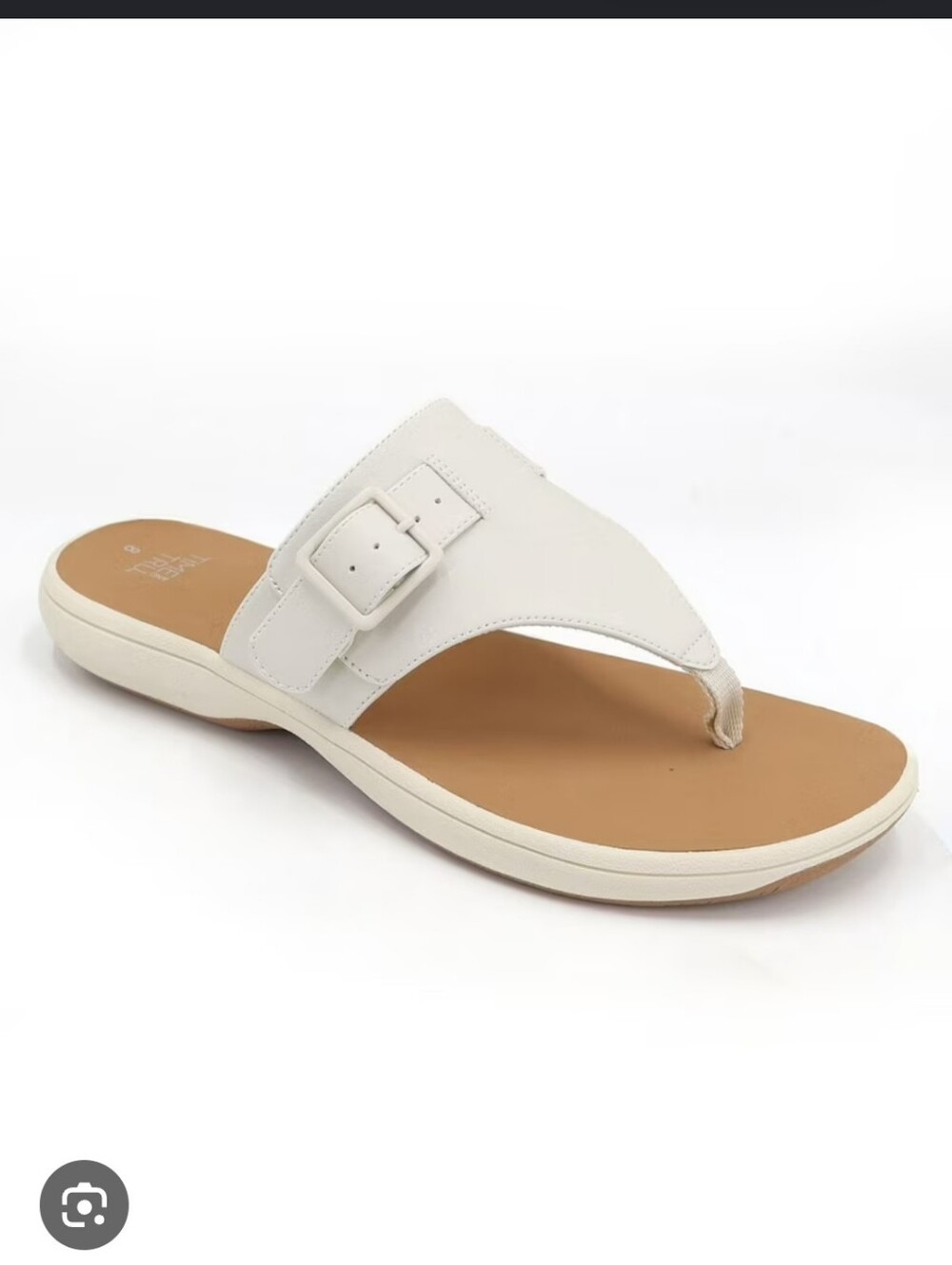 Time and Tru White Buckle Thong Slide Sandal
